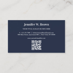 Carte De Visite Blogueur en styliste Qr Code Navy