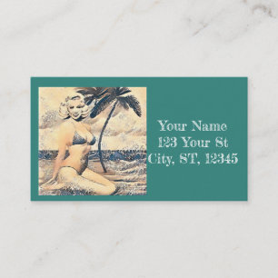 Carte De Visite Blonde Kneeling Modèle de bikini Thunder_Cove