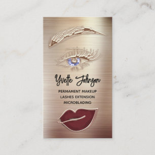 Carte De Visite Blu Eyelash Brow Maquillage Logo QR Code Lips Rose