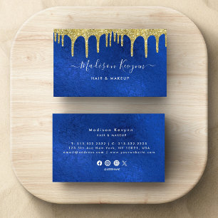 Carte De Visite Blue And Gold Modern