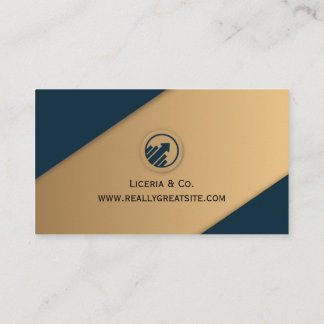 Carte De Visite blue and gold modern business consultant business 