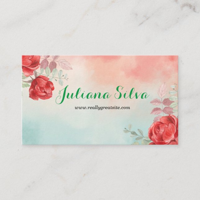 Carte de visite Blue and Red Floral Company (Devant)