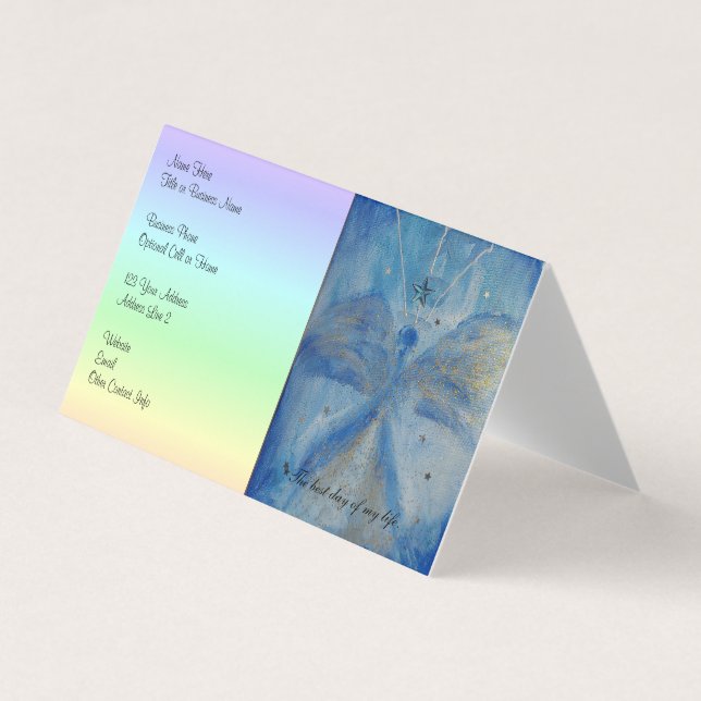 Carte De Visite Blue Angel on rainbow background (Devant)