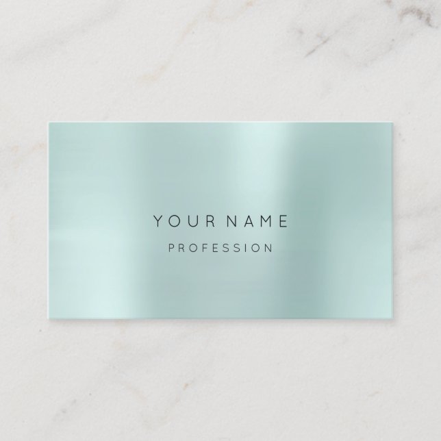 Carte De Visite Blue Aqua Pearly Abstrait Minimal Silk Metallic (Devant)