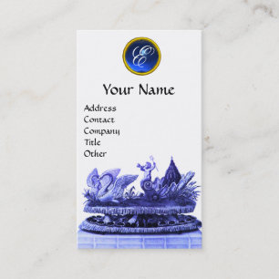 CARTE DE VISITE BLUE CERISE OF SWANS WITH CUPCAKES AND PASTRY