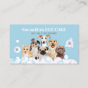 Carte De Visite Blue Chien Spa Salon Buble Baignade Grooming