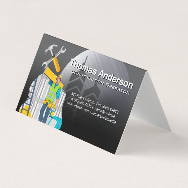 Carte De Visite Blue Collar Worker | Construction Tools (Devant)