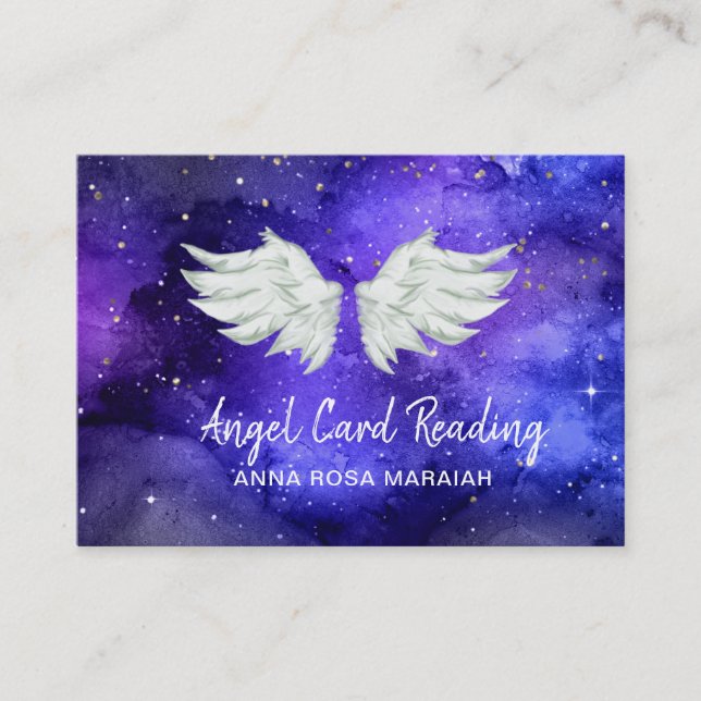 Carte De Visite *~* Blue Cosmos Stars Galaxy Angel Wing Universe B (Devant)