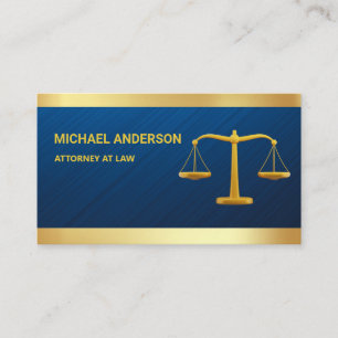 Carte De Visite Blue Damask Gold Justice Scale Avocat Procureur