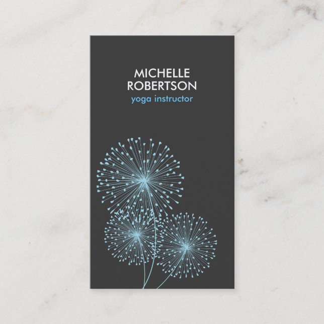CARTE DE VISITE BLUE DANDELIONS II ENSEIGNANT YOGA, INSTRUCTEUR YO (Devant)