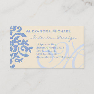 Carte De Visite Blue et crème de Madame Designer's élégant