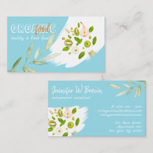 Carte De Visite Blue Food Healthy Nutrition Detox Vegan Bakery