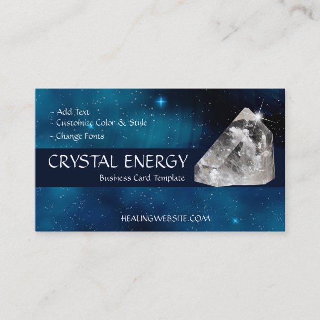 Carte De Visite Blue Galaxy Healing Quartz Energy (Devant)