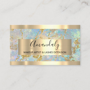 Carte De Visite Blue Golden Marble Copper Frame Event