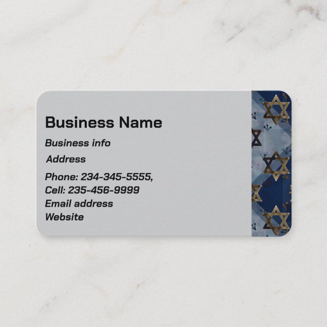 Carte De Visite Blue Grey Gold Star personnalisé de David (Devant)