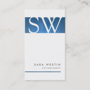Carte De Visite Blue Grunge Entrepreneur Monogramme BusinessCard