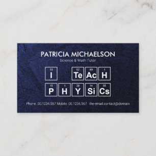 Carte De Visite Blue Grunge "I Teach Physics" Tableau périodique 