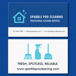 Carte De Visite Blue House Cleaning Services Logo Moderne