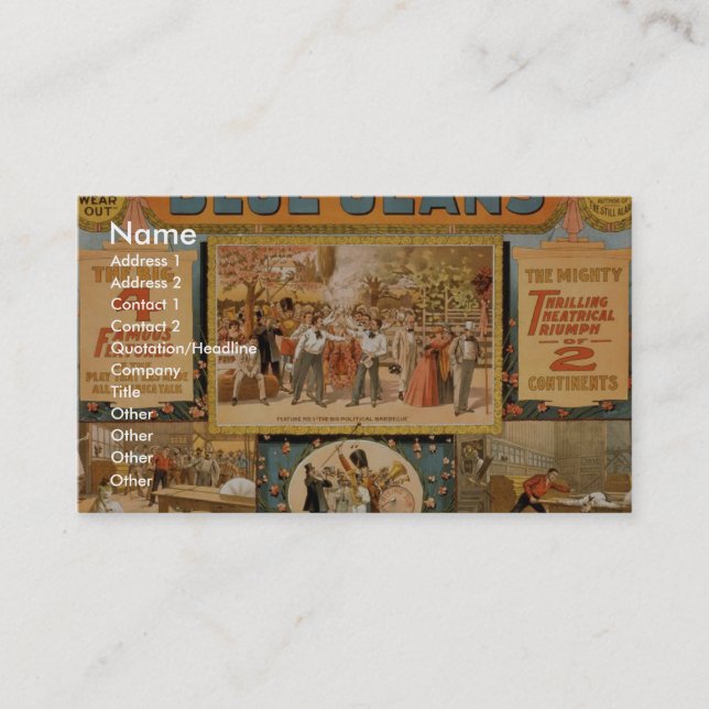Carte De Visite Blue Jeans Retro Theatre (Devant)