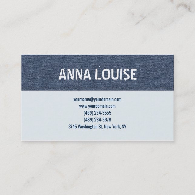 Carte De Visite Blue jeans simple (Devant)