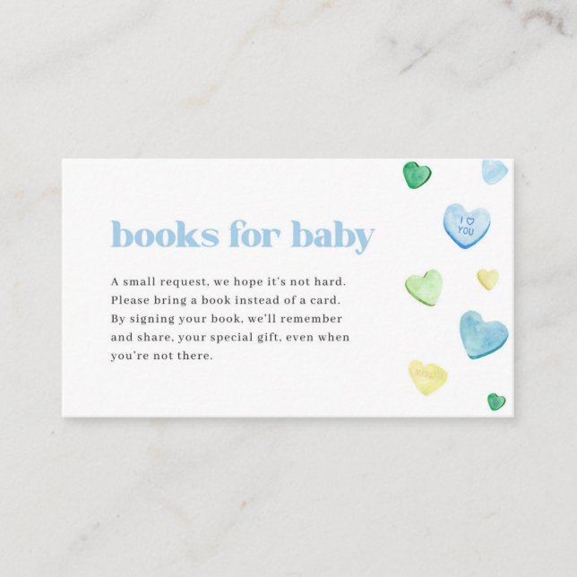 Carte De Visite Blue Little Sweetheart Baby showers Livres pour bé (Devant)