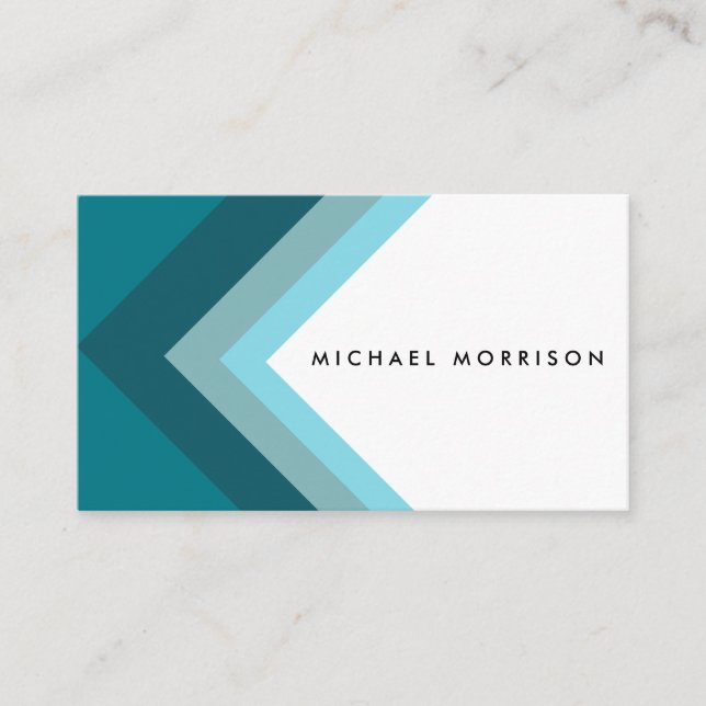 Carte De Visite Blue mint arrow geometric modern minimal design (Devant)