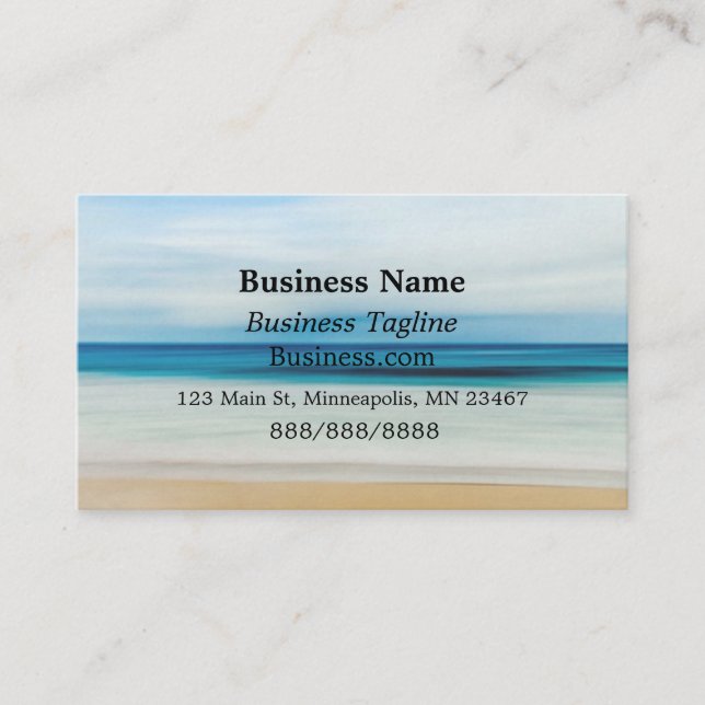 Carte De Visite Blue Ocean Waves et Sandy Shore Simple Business (Devant)
