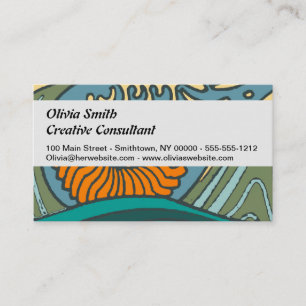 Carte De Visite Blue Ocean Waves Nautilus Seashell Motif Nouveau