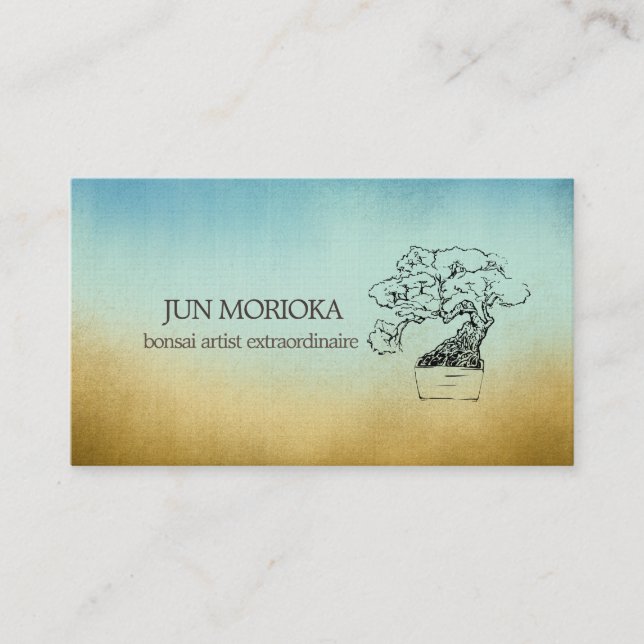 Carte de visite Blue & Ocher Omber Bonsai Motif (Devant)