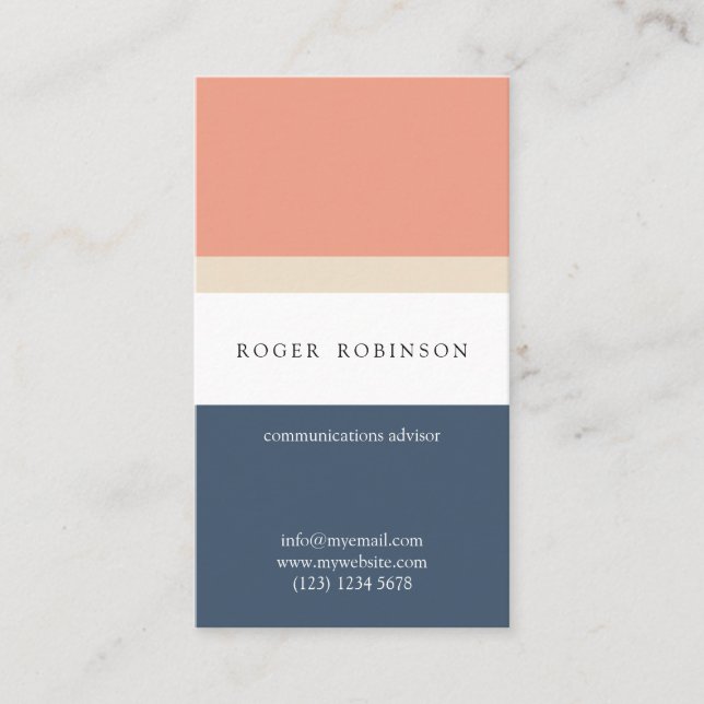 Carte De Visite Blue orange minimal modern design nautical elegant (Devant)