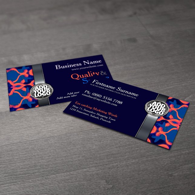 Carte De Visite Blue + Orange  w/ Logo Business Cards (Créateur téléchargé)
