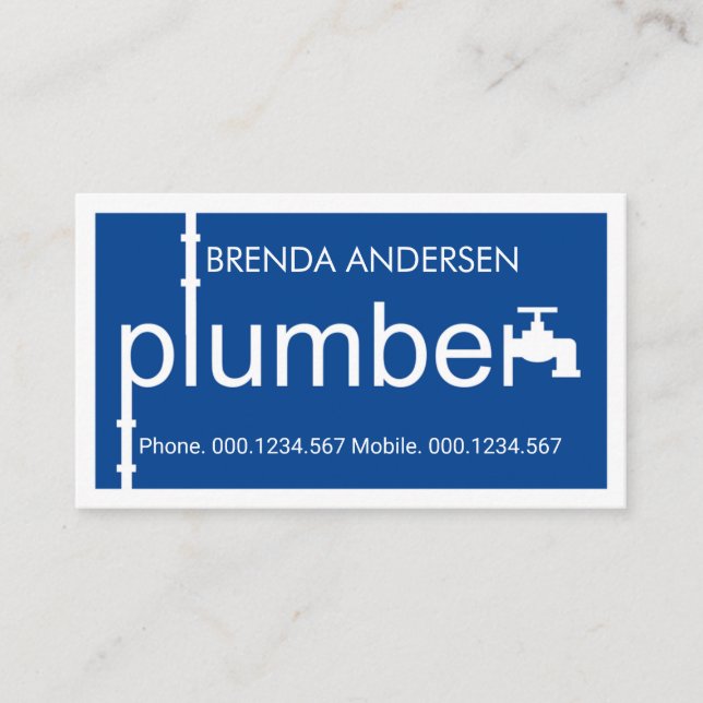 Carte De Visite Blue Plumber Pipeline Plumbing Works (Devant)