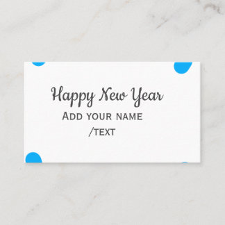 Carte De Visite Blue polkadots happy new year add name messasimple