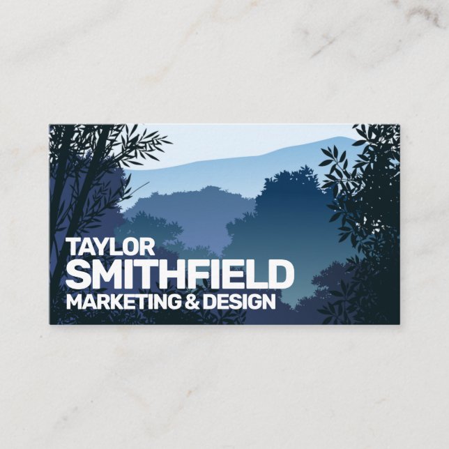 Carte De Visite Blue Sunset Mountain Range Adventure (Devant)