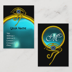 CARTE DE VISITE BLUE TALISMAN, OR HORUS OEIL AQUAMARINE MONOGRAMME