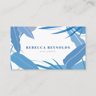 Carte De Visite Blue Tropical Feuille Moderne