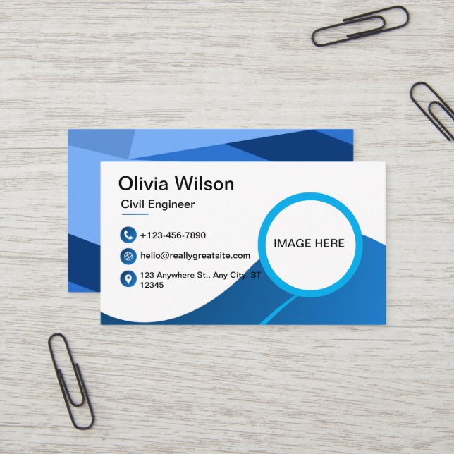 Carte de visite Blue Zazzle - Conception personnal (Devant/Arrière en situation)