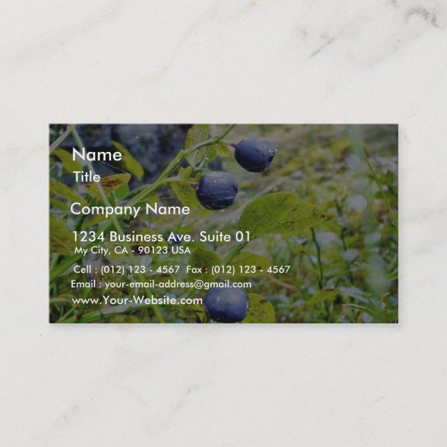 Carte De Visite Blueberries aux Feuilles verts (Devant)