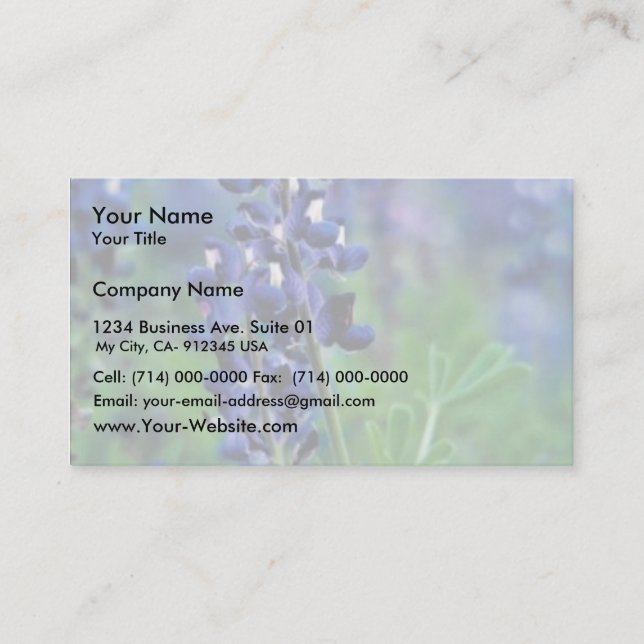 Carte De Visite Bluebonnet de Texas (Devant)