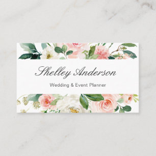 Carte De Visite Blush Botanical Rose Floral Élégant Appel Chic