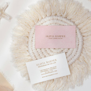 Carte De Visite Blush Chic Revêtement en cuir élégant