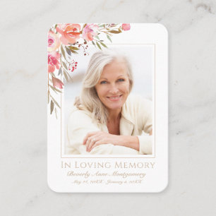 Carte De Visite Blush Floral Photo Sympathy Funeral Card