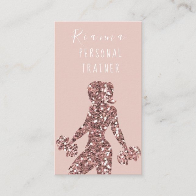Carte De Visite Blush & Gold Personal Trainer Médias sociaux (Devant)