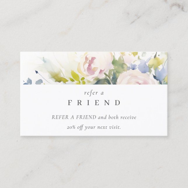 Carte De Visite Blush Lilac Rose Floral Bunch Référer Un Ami (Devant)