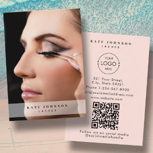 Carte De Visite Blush Pink Business Logo Beauté Salon Lashes Photo
