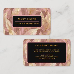 Carte De Visite Blush Pink Gold Boho Modern Leaves Collection