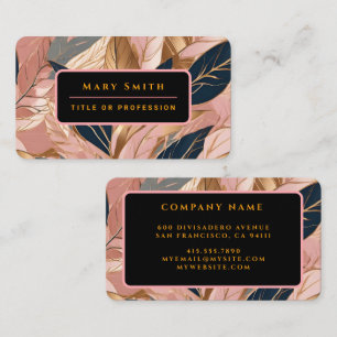 Carte De Visite Blush Pink Gold Modern Boho Collection Feuilles