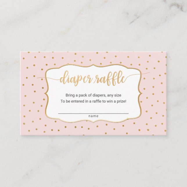 Carte De Visite Blush Pink + or confetti billet de tombola (Devant)