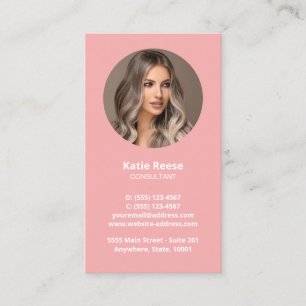 Carte De Visite Blush Pink Professionnel Photo Médias sociaux QR C