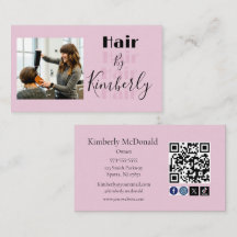 Blush Pink Script Social Icon QR Code Photo Hair